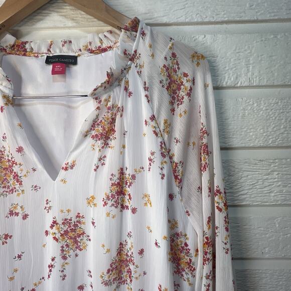 Vince Camuto Tiered Mini dress XXL floral white lined flowy long sleeve - Picture 6 of 13